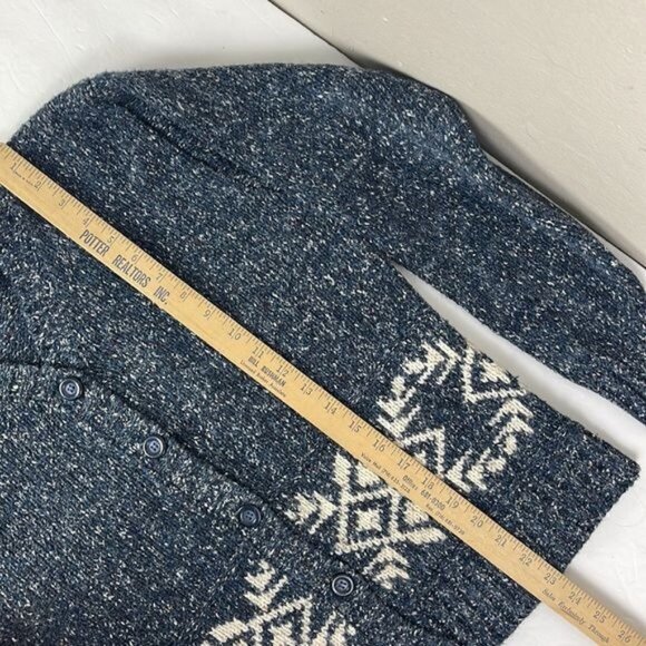 Vtg St Johns Bay Women's Medium Blue Southwest Wool Blend Cardigan - Picture 9 of 11